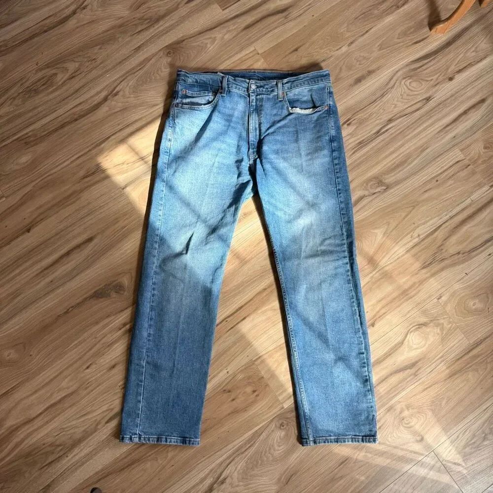 Levi’s 505 Mens Blue Denim Regular Fit Straight Jeans Medium Wash Size W38 L32